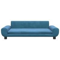 Kinderbank 100x54x33 cm fluweel blauw - thumbnail