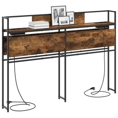 Opberghoofdbord Gerookt eiken 135 cm Bewerkt hout