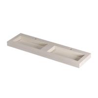 INK Pitch Wastafel keramische slab bak dubbel met drain en front en side skirts 2 kraangaten 160x45x9 Travertin mat - thumbnail