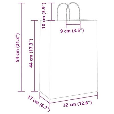 VidaXL Papieren zakken 250 st met hengsels 32x17x44 cm roze