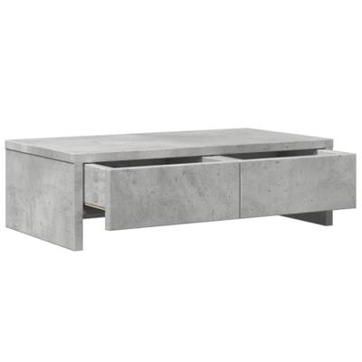 VidaXL Monitorstandaard met lades 50x27x15 cm bewerkt hout betongrijs VidaXL Monitorstandaard met lades 50x27x15 cm bewerkt hout betongrijs
