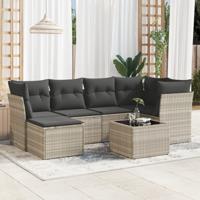 7-delige Loungeset met kussens poly rattan lichtgrijs - thumbnail