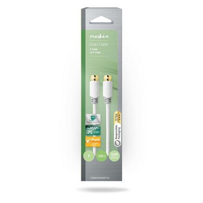Nedis Satelliet- en Antennekabel | F-Male naar F-Male | 1 m | Wit | 1 stuks - CSBW41000WT10 CSBW41000WT10 Nedis Satelliet- en Antennekabel | F-Male naar F-Male | 1 m | Wit | 1 stuks - CSBW41000WT10 CSBW41000WT10