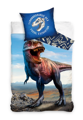 Dreamee Dekbedovertrek T-rex - 140 x 200 cm - Katoen - 60 x 70 cm