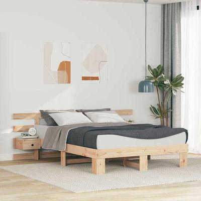 Bedframe met lade Bruin 150 x 200 cm Massief grenenhout