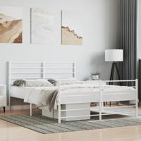 Bedframe met hoofd- en voeteneinde metaal wit 160x200 cm - thumbnail