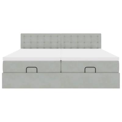 Ottoman bed met matrassen 160x200cm fluweel lichtgrijs