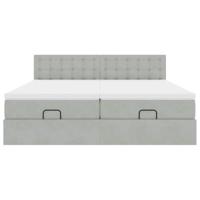 Ottoman bed met matrassen 160x200cm fluweel lichtgrijs - thumbnail
