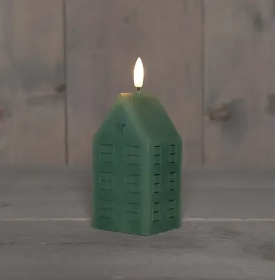 Anna&apos;s Collection LED kaars 3d flame huis 5x6x15cm jade groen 1 stuks