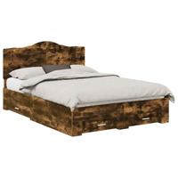 Bedframe met hoofdeinde Gerookt eiken 140 x 190 cm Bewerkt hout - thumbnail