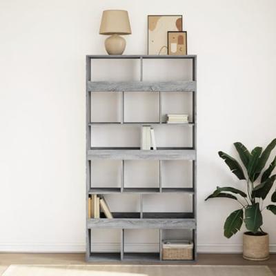Boekenkast 100x33x187,5 cm bewerkt hout grijs sonoma eikenkleur