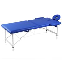 VidaXL Massagetafel met 2 zones inklapbaar aluminum frame blauw - thumbnail