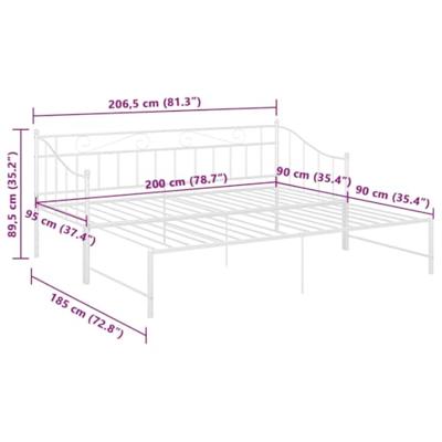 Slaapbankframe uittrekbaar metaal wit 90x200 cm Slaapbankframe uittrekbaar metaal wit 90x200 cm