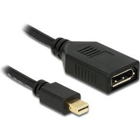Delock 65554 DisplayPort Adapter [1x Mini-DisplayPort stekker - 1x DisplayPort bus] Zwart Met Ferrietkern 21.00 cm
