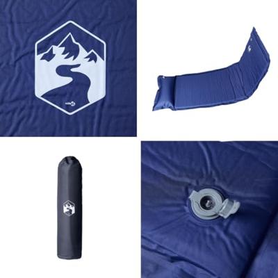 Kampeermatras met gentegreerd kussen zelfopblazend marineblauw