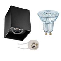 Opbouwspot Set - LEDVANCE Parathom PAR16 940 36D - Pragmi Luxina Pro - GU10 Fitting - Dimbaar - Opbouw Vierkant - Mat Zwart - 3.4W - Natuurlijk Wit 4000K - Verdiept - Kantelbaar - 90mm - thumbnail