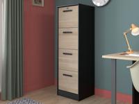 Kolomkast bureau MILOKALO 4 lades japanse eik/zwart - thumbnail