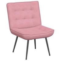 Relaxstoel met voetenbank fluweel roze - thumbnail