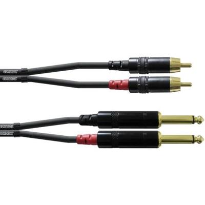 Cordial CFU3PC Audio Adapterkabel [2x Jackplug male 6,3 mm - 2x Cinch-stekker] 3.00 m Zwart
