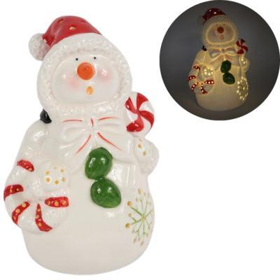 Villa Pottery kerstfiguur porselein 1 met LED licht op batterij 15 cm | 6 stuks