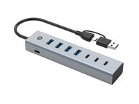 CONCEPTRONIC HUBBIES20GP 7-Port USB 3.2 Gen 1 Hub met voeding, 5 Gbps, USB-C x 3, USB-A x 4 - thumbnail