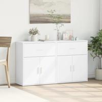 Dressoirs 2 st 60x31x70 cm bewerkt hout wit - thumbnail