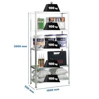 Planken Simon Rack Comfort Plus 5/500 200 x 100 x 50 cm Natuurlijk Metaal 5 Planken 100 kg - thumbnail
