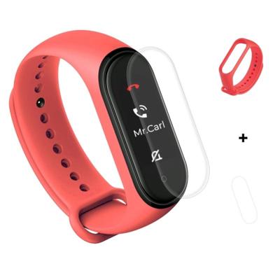 2 in 1 Silicone rubber armband polsband riem vervanging met TPU volledige dekking scherm film voor Xiaomi mi band 4 (rood)