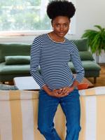 Zwangerschapsshirt met lange mouwen marineblauw - thumbnail