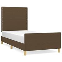 Bedframe zonder matras 90x190 cm stof donkerbruin - thumbnail