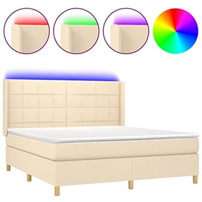 Boxspring met matras en LED stof crèmekleurig 180x200 cm