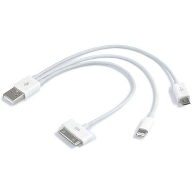 3 in 1 USB Kabel - USB naar Apple 30pins, Apple Lightning en microUSB