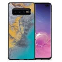 Samsung Galaxy S10+ Gripcase Marble Blue Gold - thumbnail