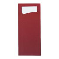 Bestekzakje - Pochette Bordeaux - Wit Servet - 600 stuks - thumbnail