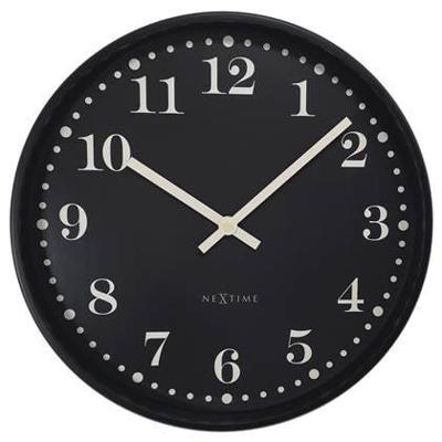 Wandklok 30 cm - geruisloos - zwart/wit - kunststof - NeXtime 'Dickens' Wandklok 30 cm - geruisloos - zwart/wit - kunststof - NeXtime 'Dickens'