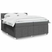 Boxspring met matras stof donkergrijs 200x200 cm - thumbnail