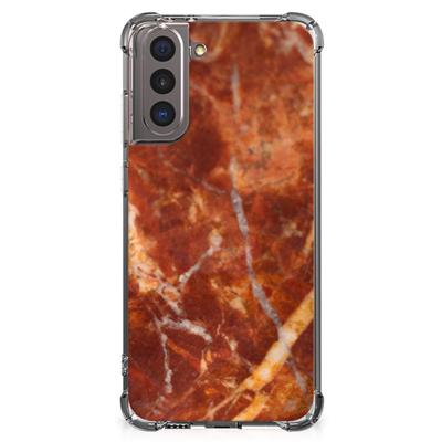 Samsung Galaxy S21 Anti-Shock Hoesje Marmer Bruin Samsung Galaxy S21 Anti-Shock Hoesje Marmer Bruin