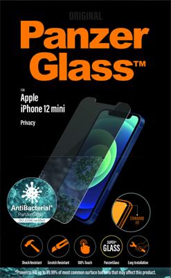 PanzerGlass P2707 Antibacteriële Privacy beschermglas geschikt voor Apple iPhone 12 Mini, Standard Fit,Klassiek