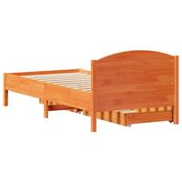 Bedframe zonder matras massief grenenhout wasbruin 90x190 cm - thumbnail