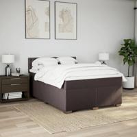 Boxspring met matras stof donkerbruin 140x200 cm - thumbnail