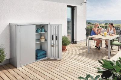 Biohort Romeo L terraskast High zilvergrijs metallic 132x87x181 cm- - Metaal- Biohort