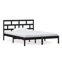 Bedframe massief hout zwart 150x200 cm - thumbnail