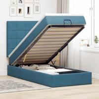 Ottoman bed met matrassen 90x200cm fluweel donkerblauw - thumbnail