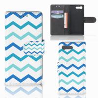 Sony Xperia X Compact | Telefoon Hoesje | Zigzag Blauw - thumbnail