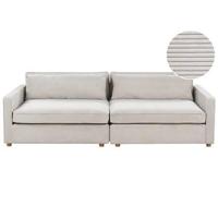 Beliani - VINSTRA - Driezitsbank - Lichtgrijs - Corduroy - thumbnail