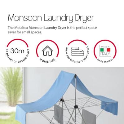 Metaltex monsoon droogrek 30 m drooglengte zilver