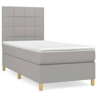 Boxspring met matras stof lichtgrijs 80x200 cm - thumbnail