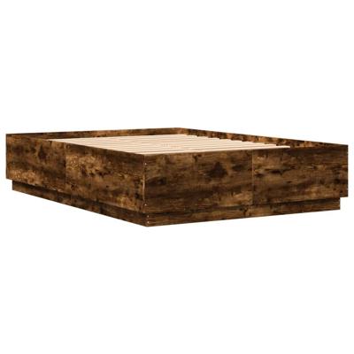 Bedframe met LED-verlichting gerookt eikenkleurig 160x200 cm - thumbnail