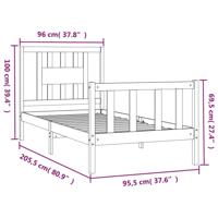 Bedframe massief hout wit 120x190 cm - thumbnail