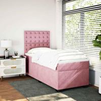 Boxspring met matras fluweel roze 90x190 cm - thumbnail